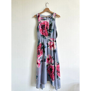 Ava and Yelly Girls Floral Lace-Trimmed asymmetric Dress - Grey size 16